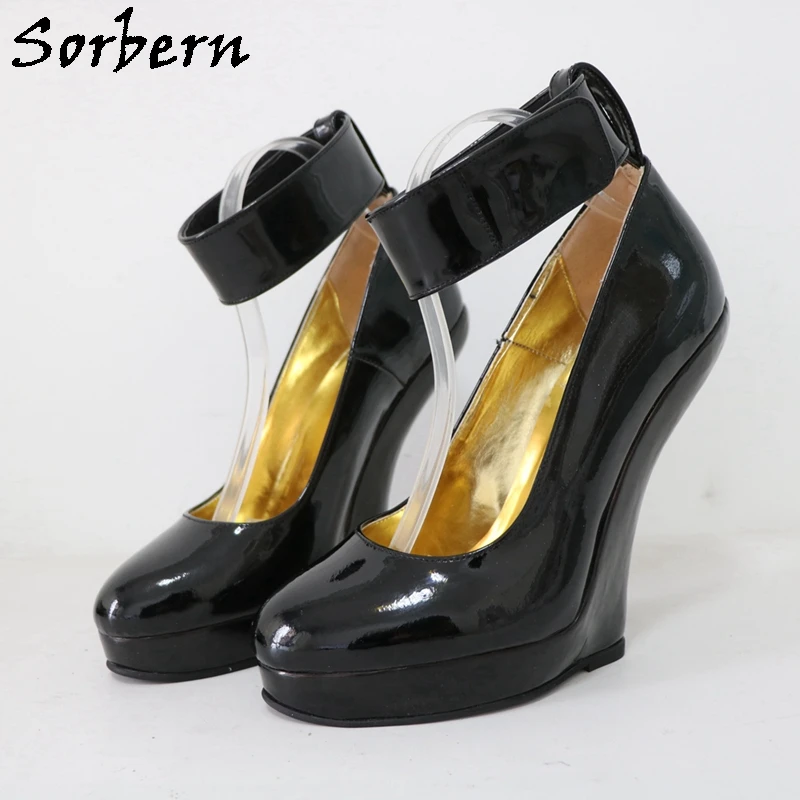 

Sorbern Platform Women Pump Shoe NO Heels Ankle Strap Heelless Crossdress Fetish Drag Queen Cosplay Wedge Custom Up To 40cm Heel