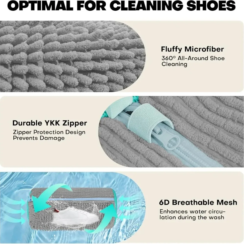 2 قطعة حقيبة غسالة الأحذية قابلة لإعادة الاستخدام حذاء رياضة حقيبة غسيل الأحذية حقيبة تنظيف الأحذية للغسالة والمجفف أكياس الغسيل الملحقات