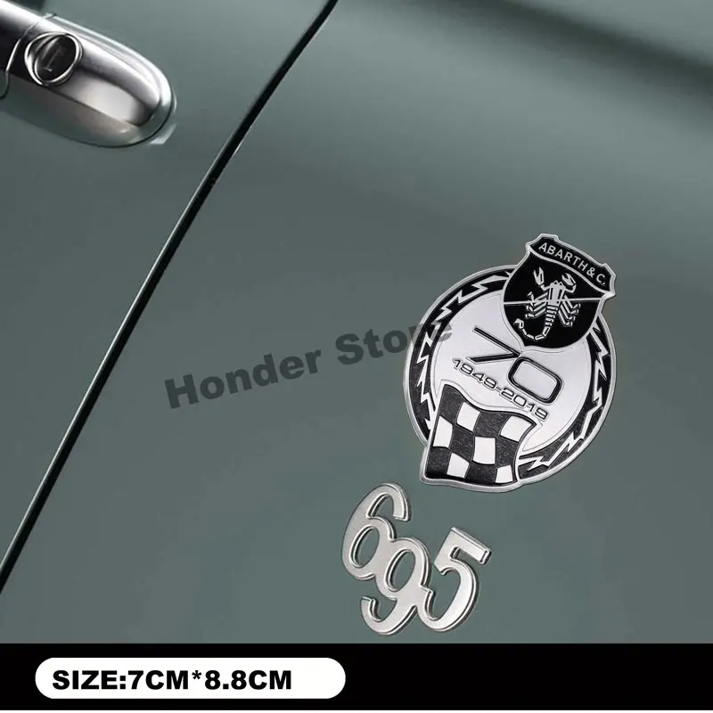 For Fiat Abarth 124 125 500 595 695 Punto Stilo Panda Racing Aluminum Decal 70th Anniversary Emblem Badge Sticker Accessories