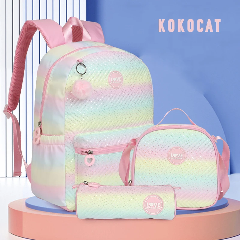 

KOKOCAT 3 шт. рюкзаки школьный рюкзак для девочек, детей, подростков, женщин, повседневные дорожные рюкзаки, сумка для начальной школы, рюкзак для книжного набора