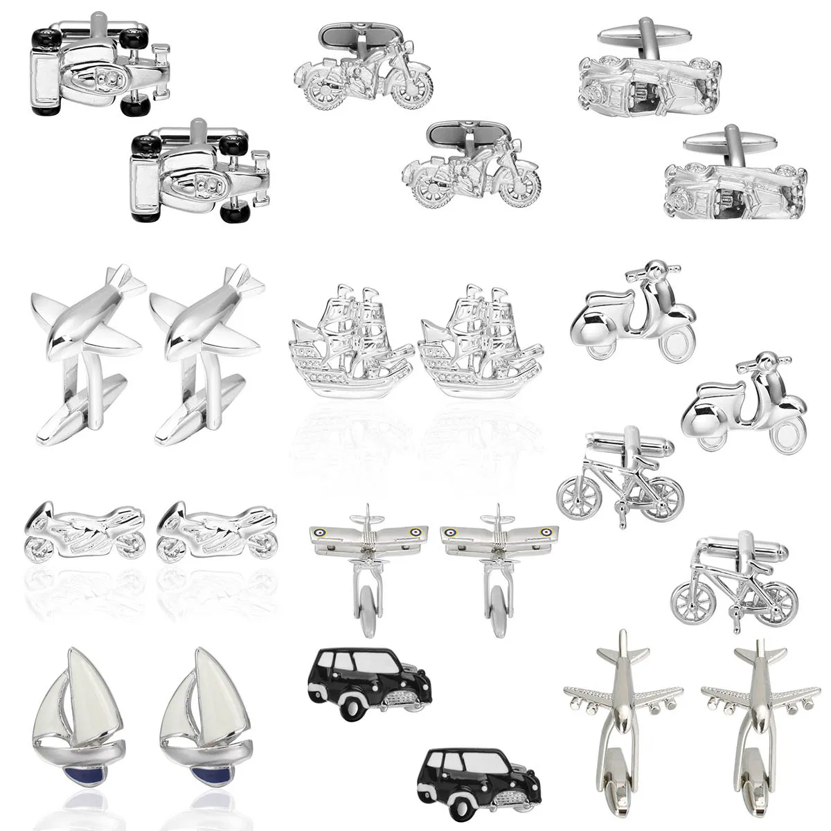 Factory Direct Motorcycles/Bicycles/Racing Cars/Plane Cufflinks High Quality Men's French Shirts Gemelos Cuff Links Bouton