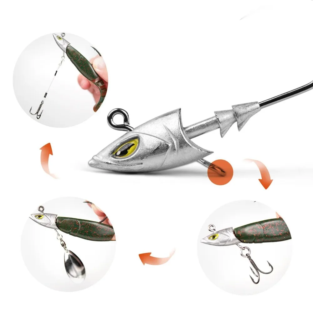 Anzuelos metálicos swimbait con plomada y ojos luminosos