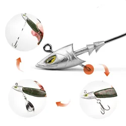 Anzuelos metálicos swimbait con plomada y ojos luminosos