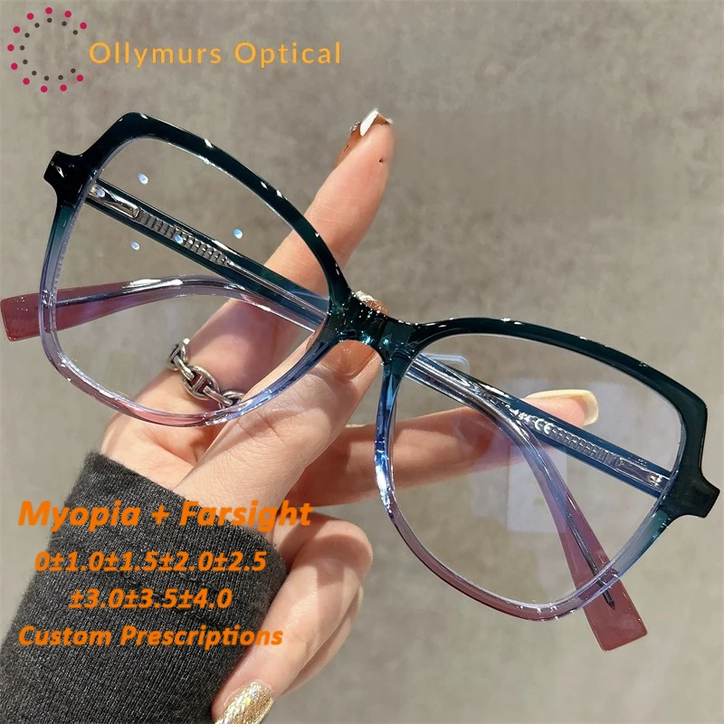 

OLLYMURS Fashion Large Butterfly Gradient Frame Glasses Women Multifocal Reading Glasses Myopia Hyperopia Prescription Eyeglasse