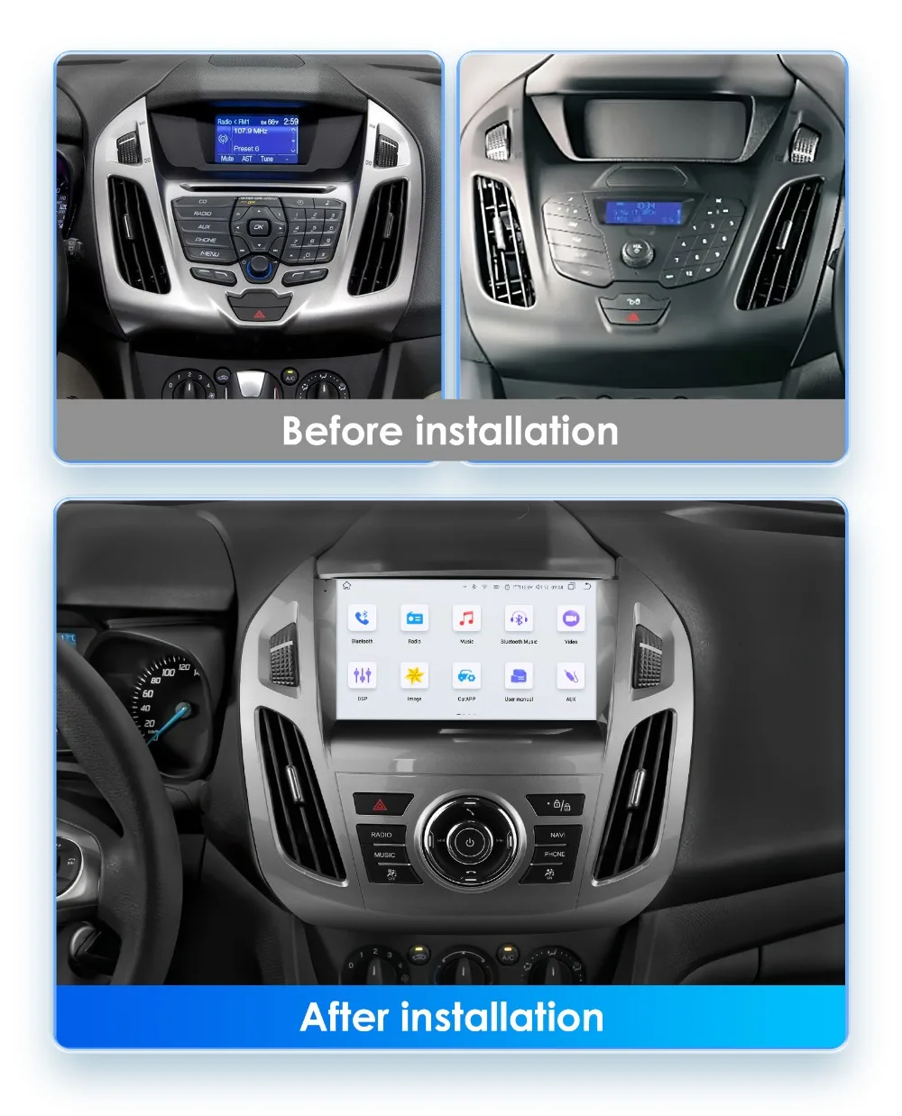 Android Car Stereo Multimedia for Ford Transit Connect 2013 - 2018 Ford Tourneo Connect Carplay Autoradio GPS Player 7862 WIFI