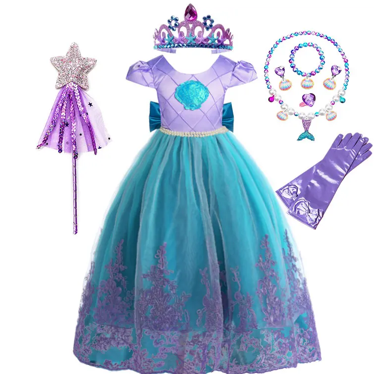 open lace back dress Princess Ariel Rose Pink with Floral Lace Little Mermaid Cosplay Costume with Boning / Traditional Lace Tie main image 0