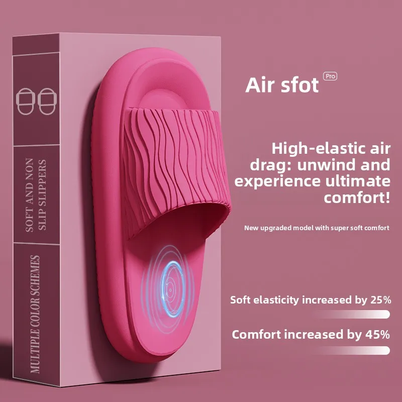 New Anti Slip Thick Sole Ultra Soft Eva Bathroom Slippers Wave Design Comfortable House Slippers Fashion Slippers Air Spft