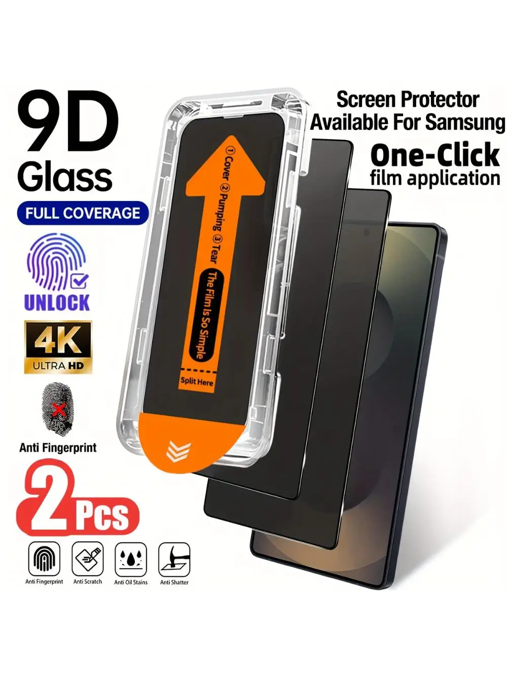2026 2-pack Privacy Gehard Glas Screenprotector met Automatische Stofverwijdering voor Samsung Galaxy S26 S25 S24 S23 S22 S21 Ultra - afbeelding 2