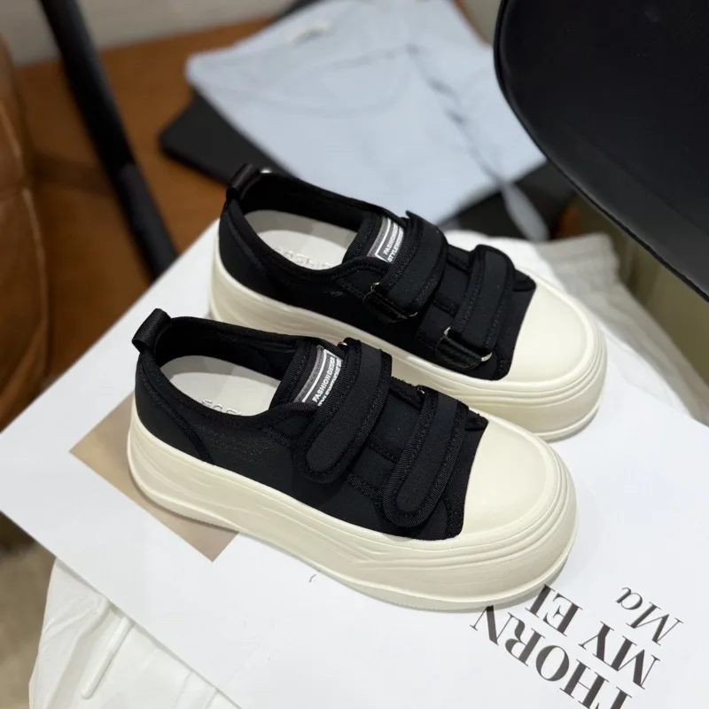 Women's Genuine Leather Platform Chunky Sneakers Hook & Loop Height Increase Casual Shoes Spring 2026 New Arrival