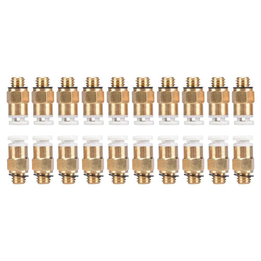 20pcs Brass Quick Connectors M6 Thread 4x2mm Push Fit Pneumatic Fitting For 3D Printer Extruder And CNC Air Hose Accessories