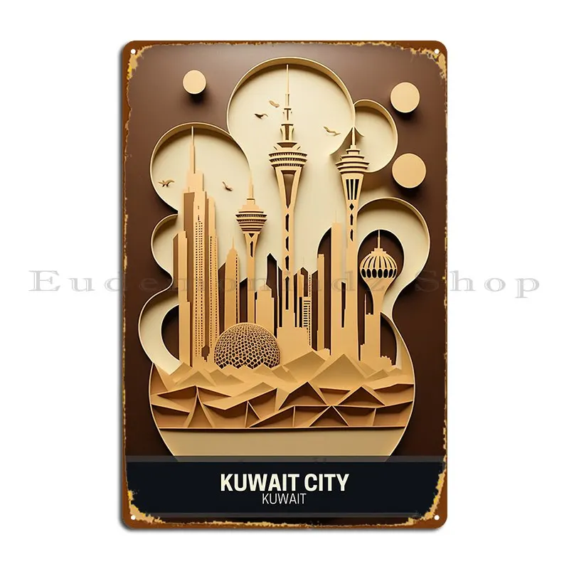 مدينة الكويت مناظر جولة من السماء وما بعدها علامات معدنية سينما صدئ ريترو إنشاء ملصق لافتة من القصدير على شكل كهف #1