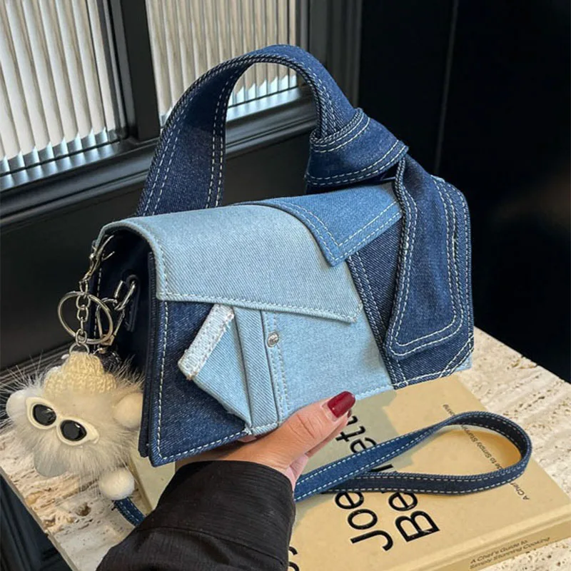 Denim Retro Luxury Designer Patchwork Pattern Small Crossbody Bags Handbags Letter Shoulder Shopper Female Jean Purse