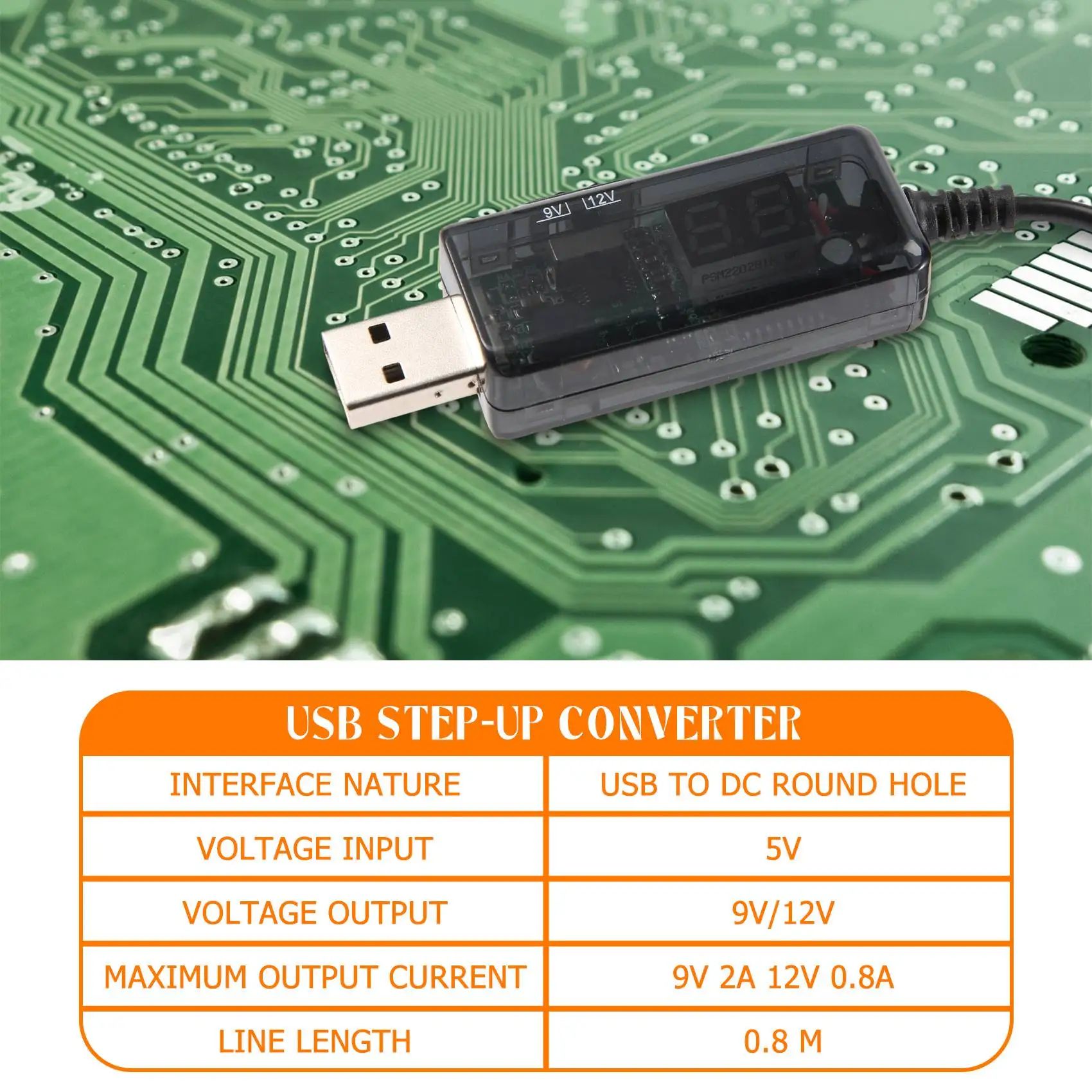 USB Boost Cable 5V Step Up To 9V 12V Adjustable Voltage Converter 1A Step-Up Volt Transformer DC Power Regulator With Switch And