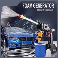 Cordless High Pressure Car Wash Washer Gun, Foam Generator, Water Gun Spray Cleaner, Car Washing Machine with 2 Batteries, 30BAR