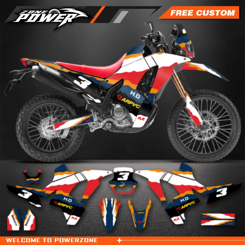 Powerzone Motorcycle Graphic Decal Stickers Kits For Honda CRF250 300 RALLY 2021 Number Name Customize 03