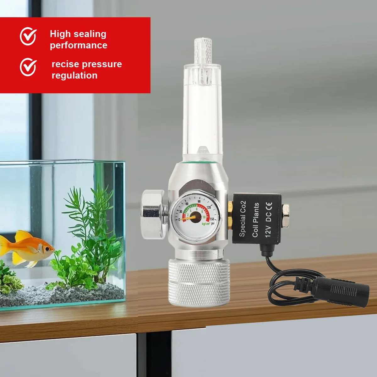 Kompakter Aquarium-CO2-Druckminderer, Magnetventil für präzise CO2-Versorgung – passend für Sodastream (TR21-4 Adapter erforderlich, Zylinder nicht enthalten)