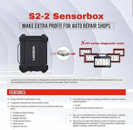 LAUNCH  X431 2-Channel Digital Sensor Simulator Tester With S2-2 Sensorbox for Cars 1-Year Warranty