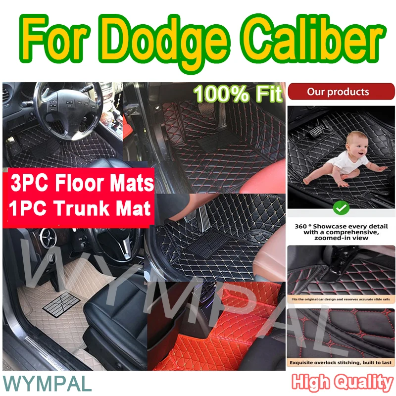 

Luxury Custom Car Floor Mats For Dodge Caliber 2006 2007 2008 2009 2010 Auto Automotive Leather Car Mats Full set interior pads