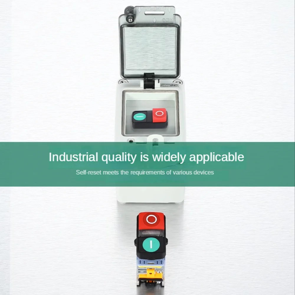 LED 220V 12V Double Switch 1NO1NC Push Button Switch 22MM ON OFF START STOP SWITCH Power Switch with Light 2NO