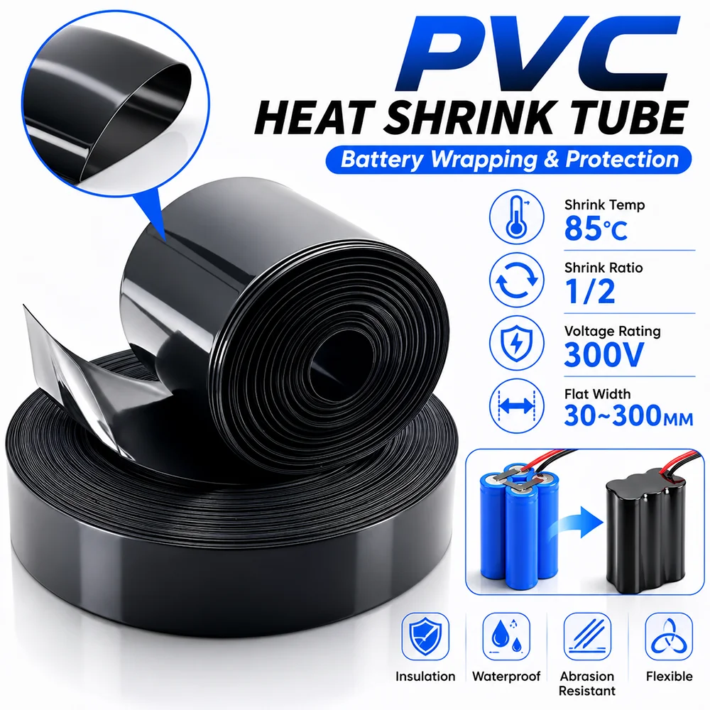 Black PVC Heat Shrink Tube Width 30~300mm Wear resistant/pressure resistant/sealed anti leakage sleeve
