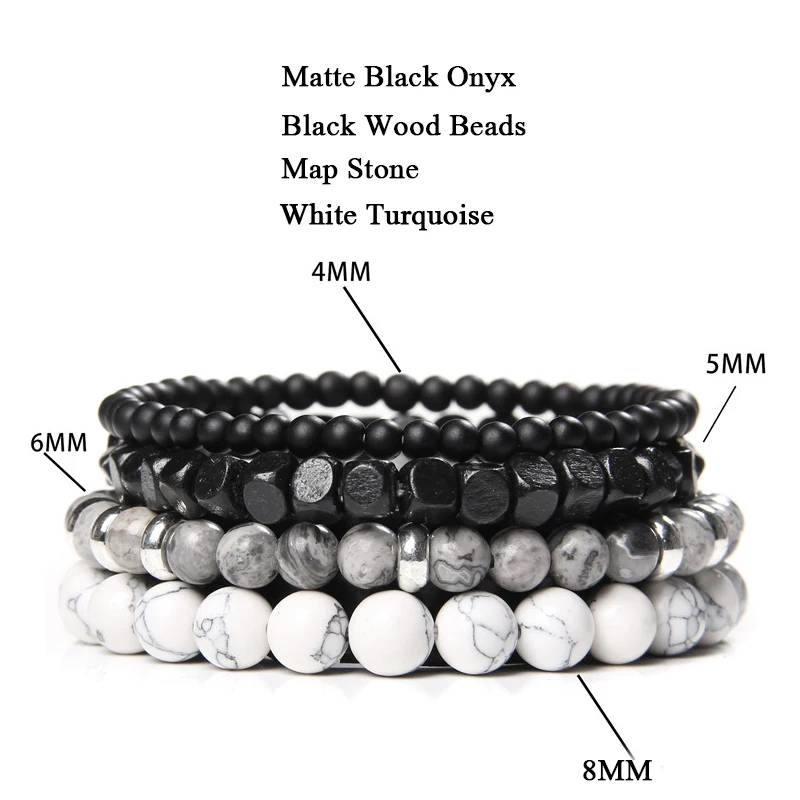 Männer Stein Armband Set Multi-schicht Schwarz Vulkanischen Holz Perlen Elastische Armband Viking Homme Pulsera Hombre Hip-Hop Punk schmuck
