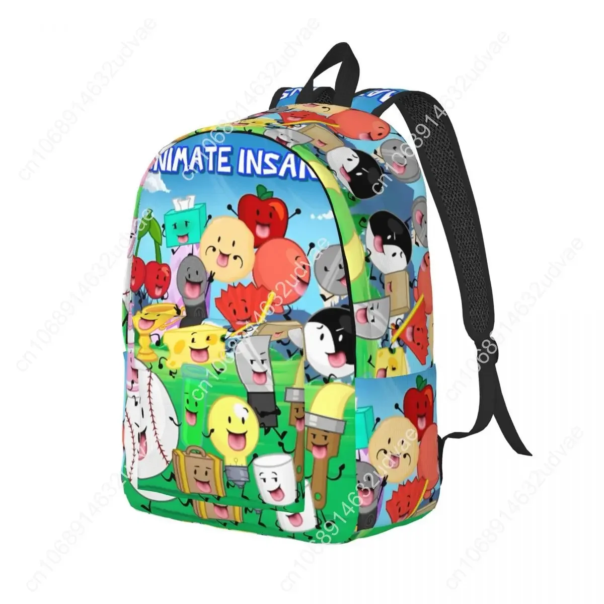 Bfdi Inanimate Insanity Cartoon Backpack untuk Pria Wanita Tas Kerja Kasual Pelajar Semua Karakter Tas Bahu Perguruan Tinggi Luar Ruangan