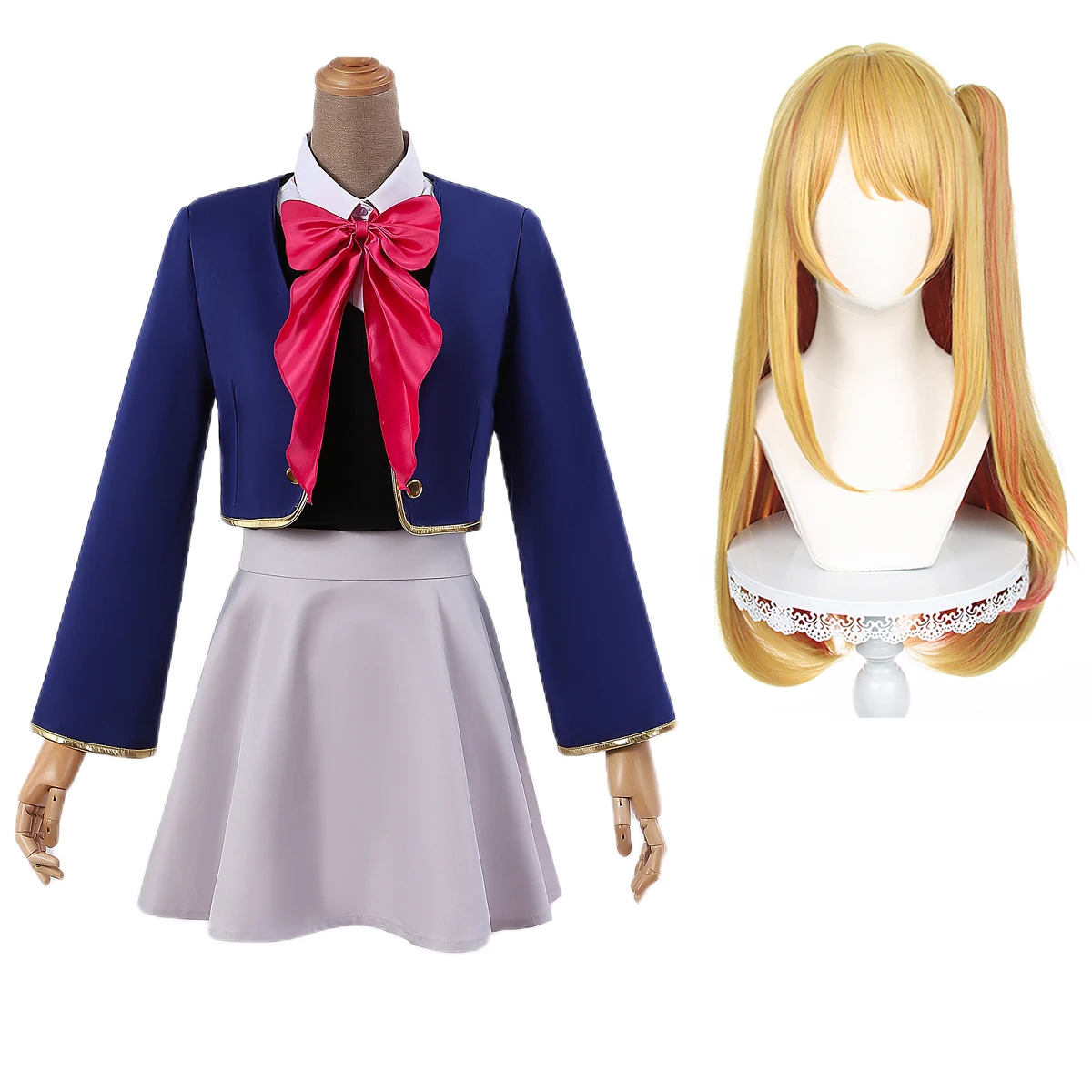 HOLOUN OSHI NO KO Anime Rubii Ruby Hoshino Cosplay Costume Wig School Uniform Dress Tops Skirt Sister Party Gift Rose Net