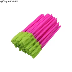 50pcs Silicone Eyelash Brush Mascara Wands Applicator Eyebrow Comb Rod Spoolies Brushes Lash Extension Supplies Makeup Tools