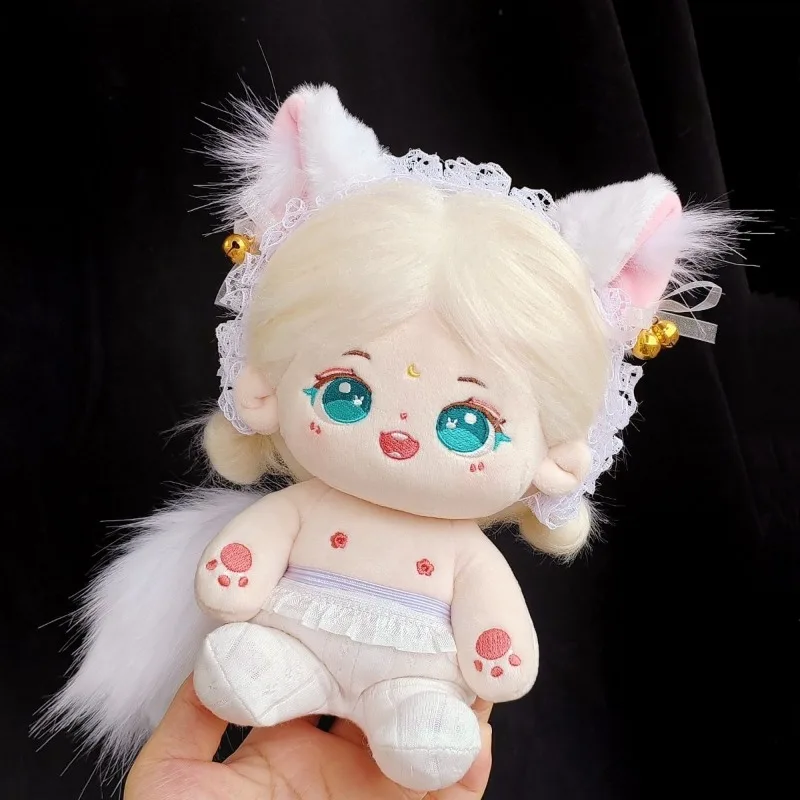 20cm cotton doll hand made small wild cat bell head band plush animal ear and tail set