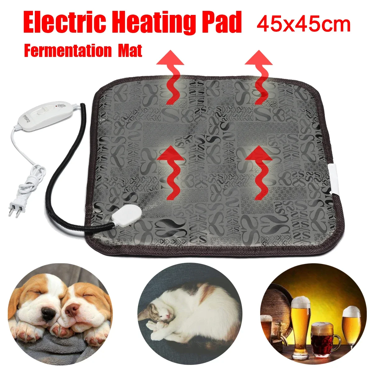 45x45cm Pet Dog and Cat Electric Heated Blanket Winter Warm Carpet Animal Blanket Household Beer Brewing Fermentation Pad
