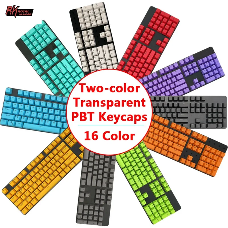 104 مفاتيح لتقوم بها بنفسك PBT لوحة المفاتيح الميكانيكية Keycap شفافة أغطية المفاتيح لونين حقن صب OEM للوحة المفاتيح الرئيسية 61/87/104