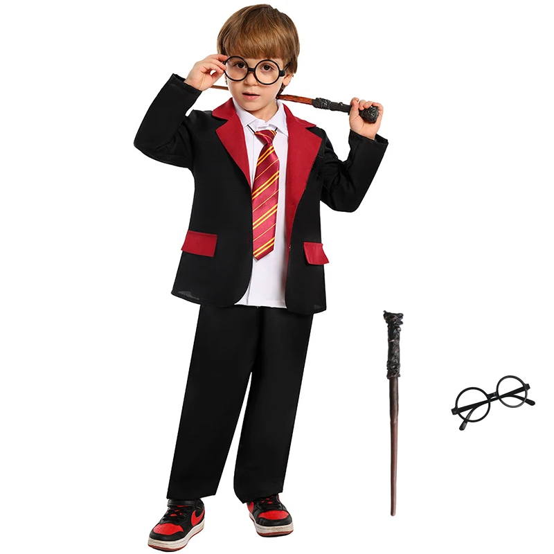 Halloween Unisex Girl Magician Dress Up Wizard School Book Week Outfit Child Magic School Uniform Boy Wizard Costume