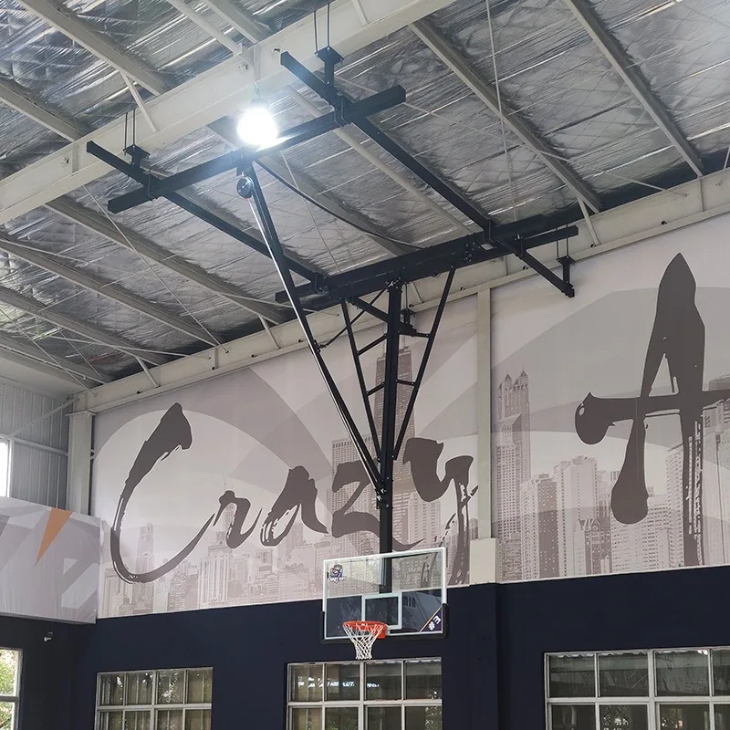 Electric suspended basketball hoop, electric lift, indoor gymnasium, school, training room
