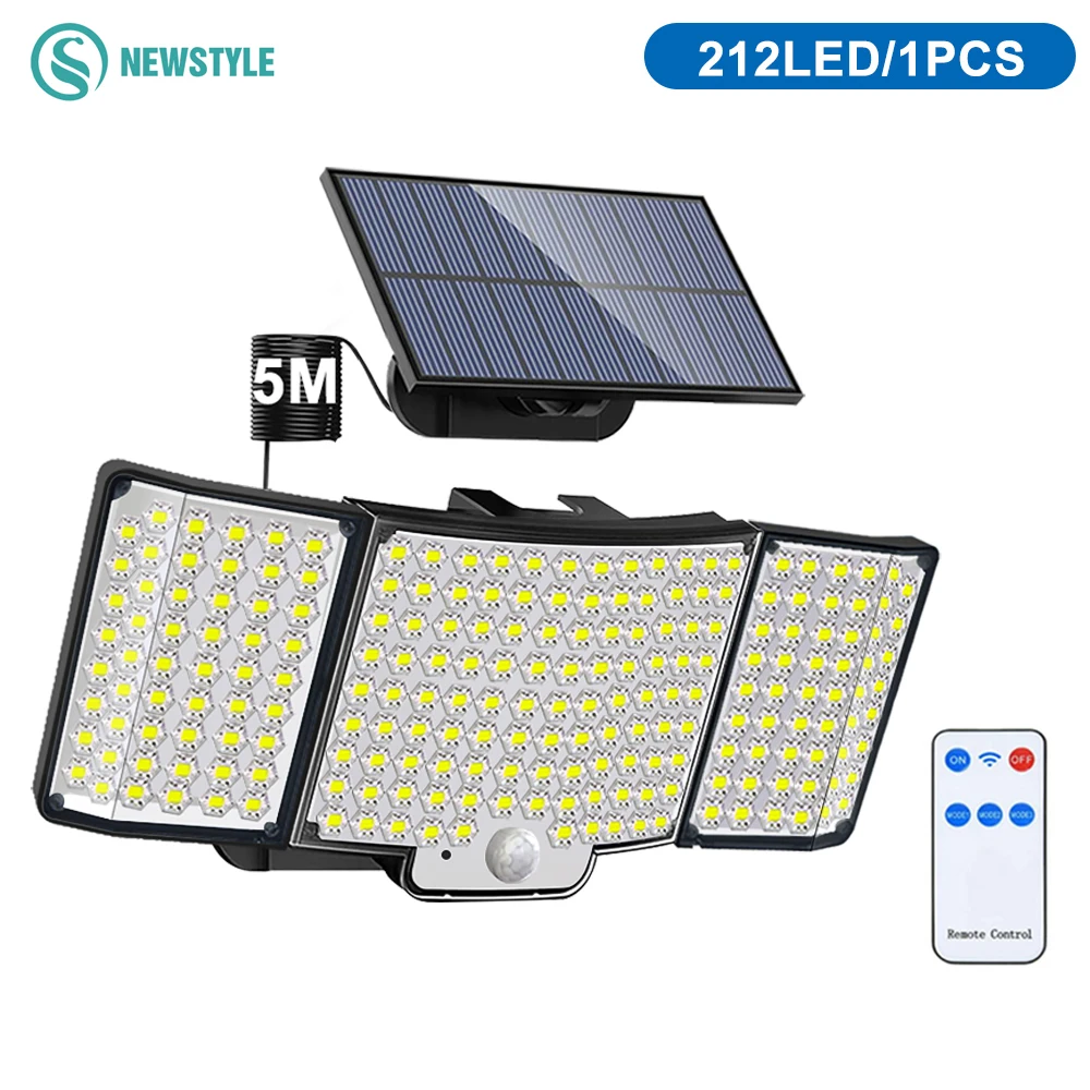 Solar Lights Outdoor 212LEDs Solar Powered Security Lights 268/144 Wall Lamp Waterproof Motion Sensor Remote Street Light Garden