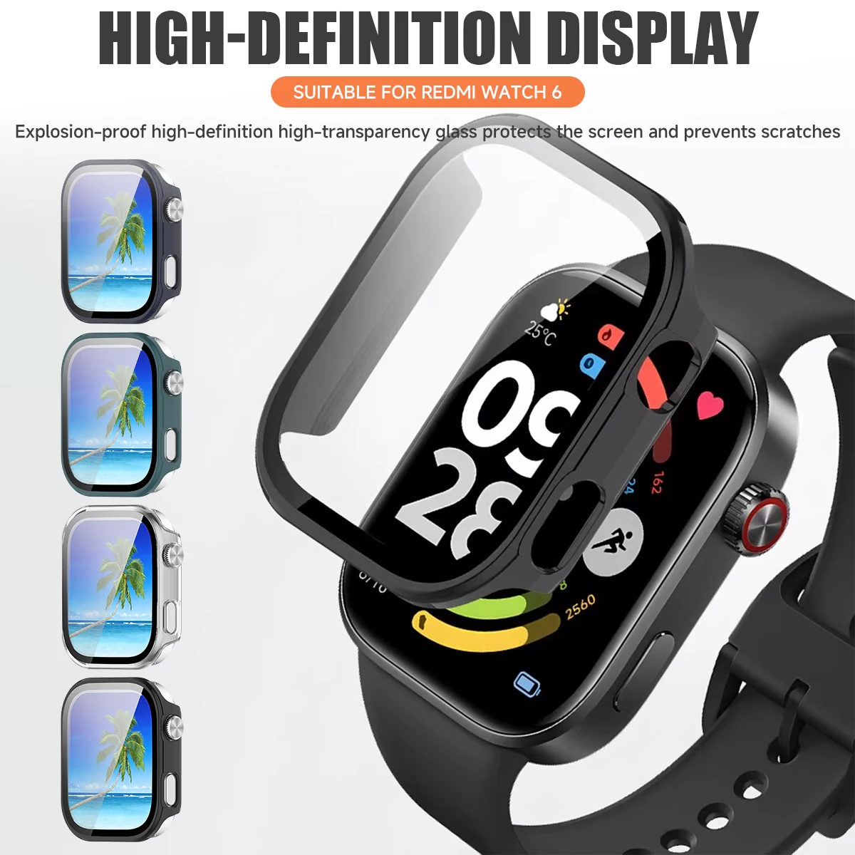 Case+Tempered Glass For Redmi Watch 6  Soft Screen Protector Case For Redmi Band 6 Smartwatch Screen Protector Shell Accessories