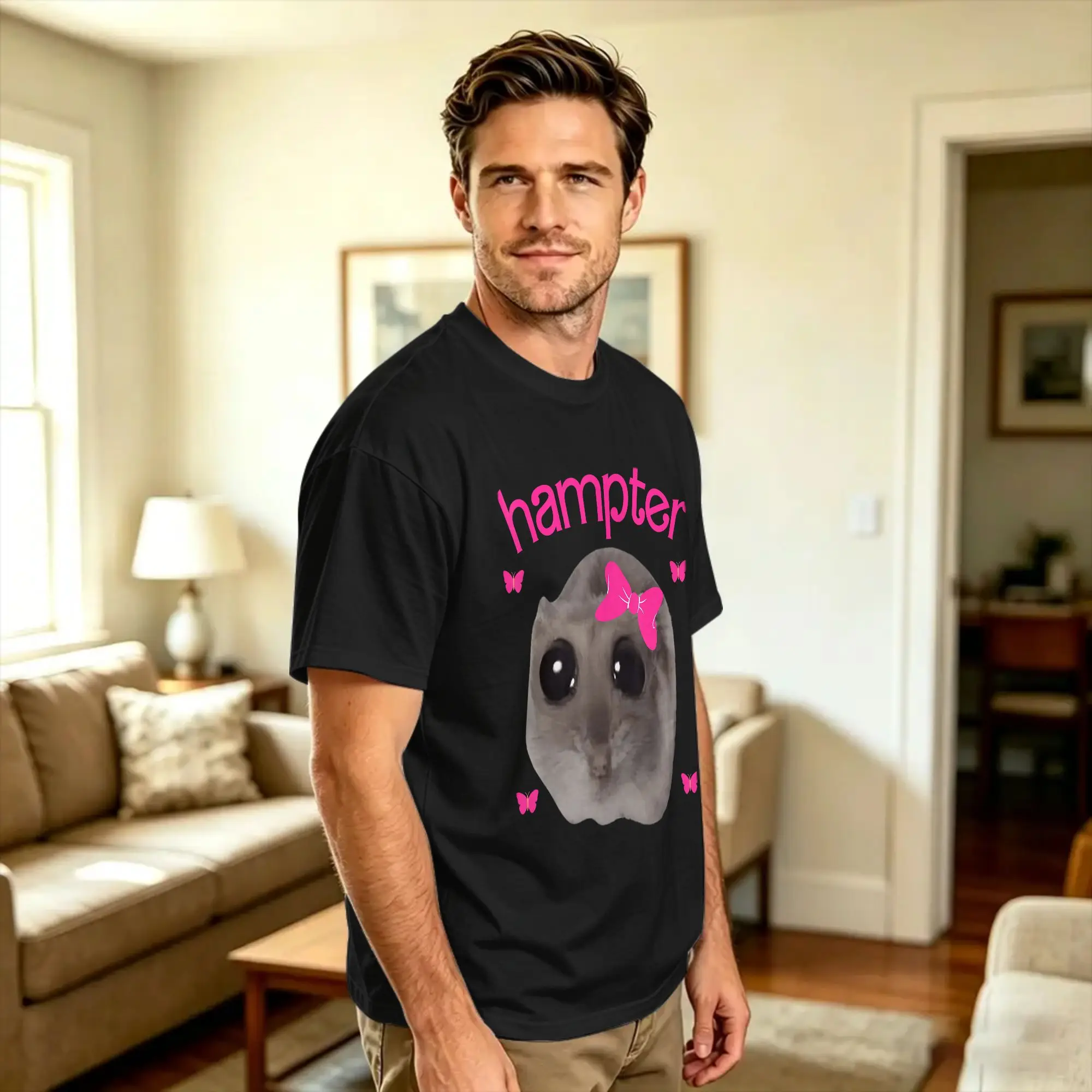 Harajuku T Shirt Hampter Sad Hamster Meme Hamster Lover Oddly Specific Memes Pure Cotton T-Shirts  Trendy Cool Tee Shirt for Men