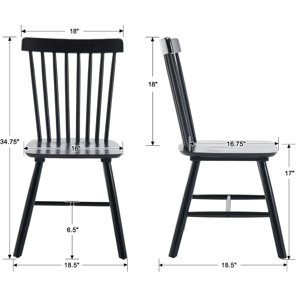 مجموعة كراسي طعام وندسور مكونة من 6 كراسي غرفة طعام بدون ذراع مع ظهر مغزل، كرسي جانبي للمزرعة، مطبخ ريفي فرنسي من الخشب الصلب