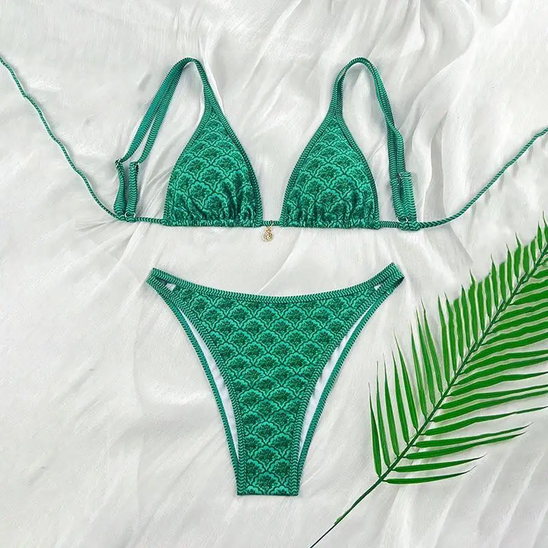 

Сексуальное модное женское нижнее белье: раздельные плавки-бикини с принтом для пляжного отдыха и термальных источников, новинка 2025 года, европейский стиль