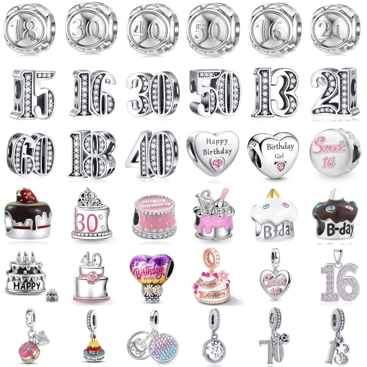 

Новый шарм из стерлингового серебра 925 пробы, подходит для оригинального браслета, аксессуары, женские украшения, фигурка торта на день рождения, воздушный шар