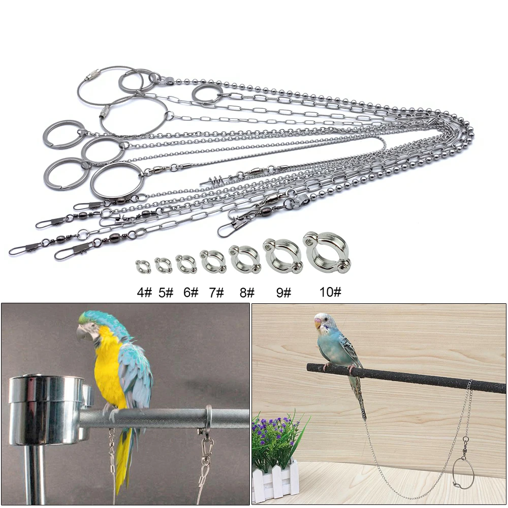 Stainless Steel Parrot Chain Bird Foot Ring Stand Chain Parrot Rope Bird Chain Anti Bite Wire Rope Outdoor Flying Training