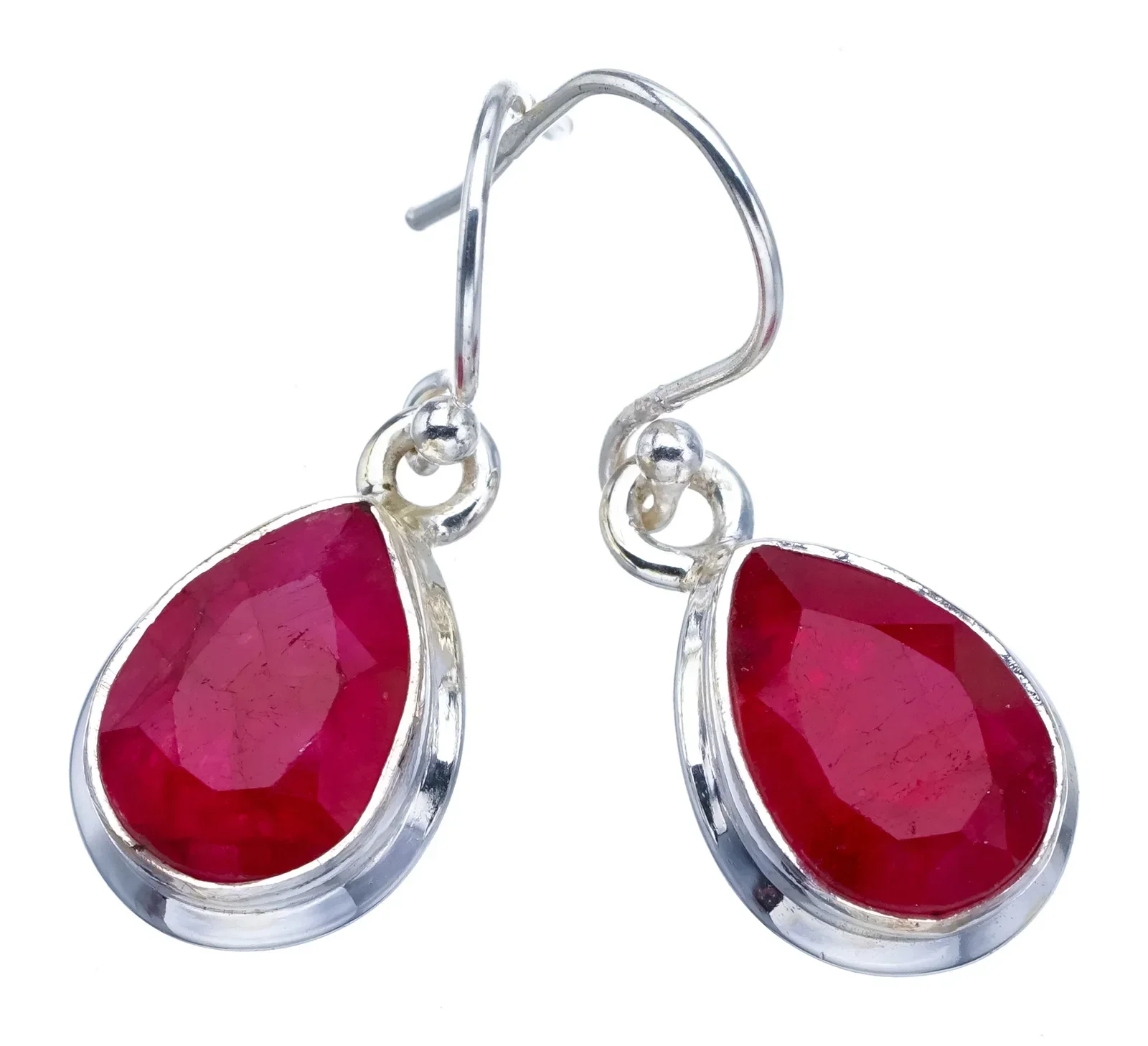 StarGems Natural Cherry Ruby Handmade 925 Sterling Silver Earrings 1.25