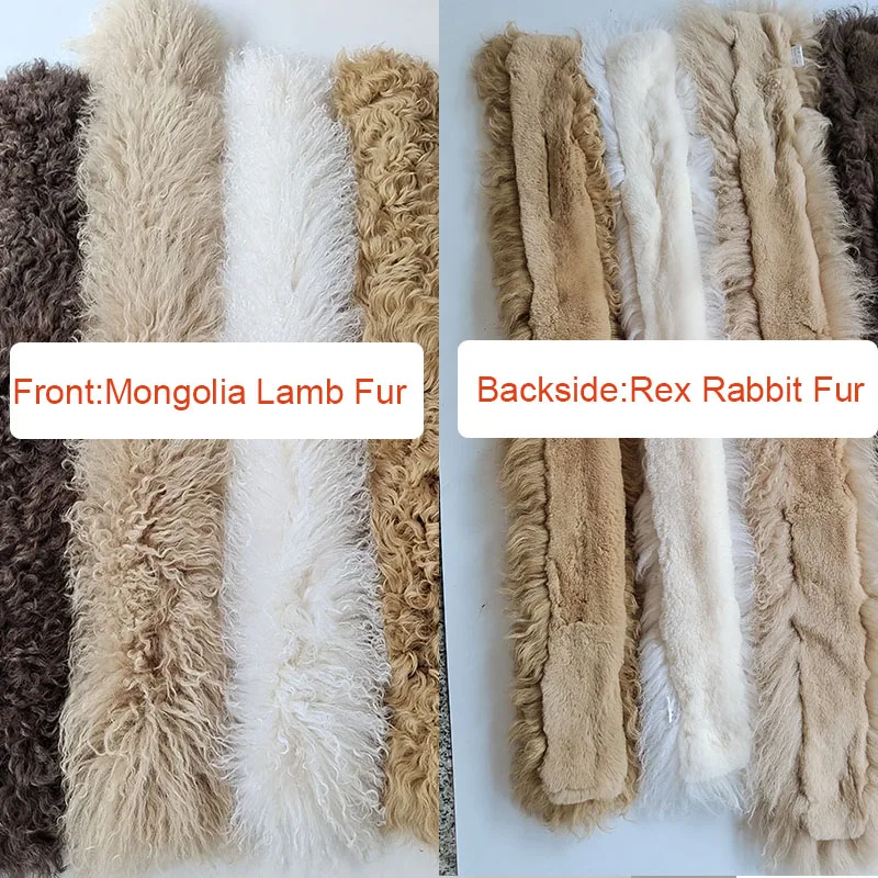2026 New Winter Mongolia lamb Fur Scarf Long Women Luxury Ladies Warm Genuine Tibet Fur Scarves Female Middle Length