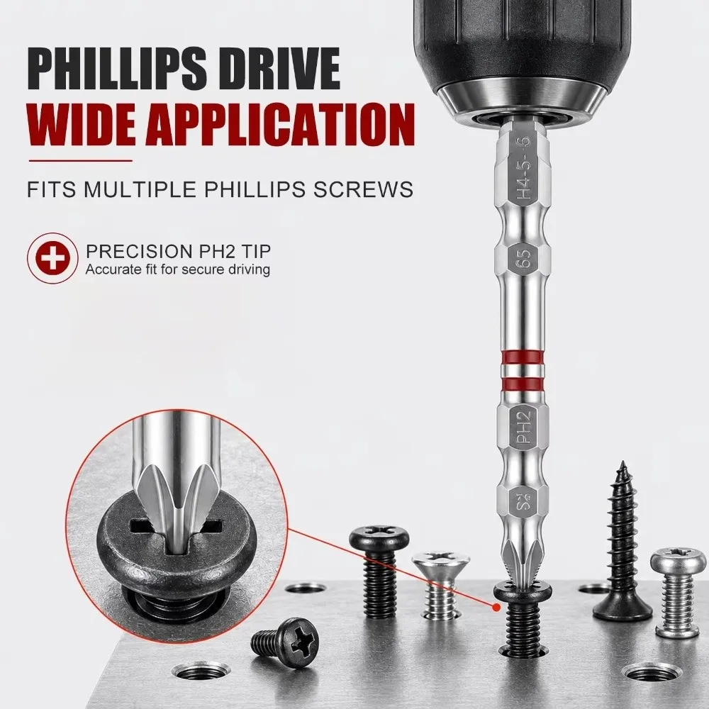 1/3pcs Pagoda-shaped Double Ended Screwdriver Bits S2 Steel H1.5-6 Size Allen Bit 65mm Length Power Tool Bits Home Improvement