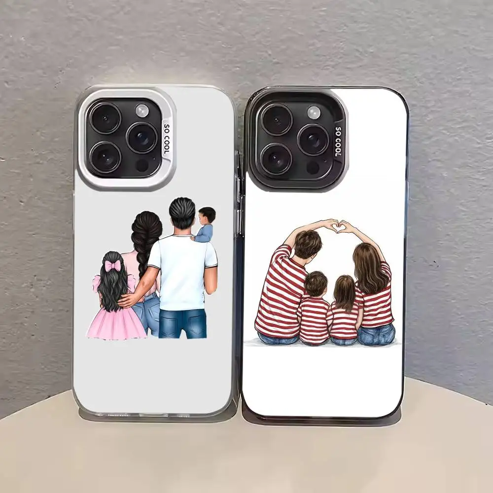 

super dad and super mom Phone Case For iPhone 17,16,15,14,13,12,11,Pro Max,Plus black Candy Silver Cover