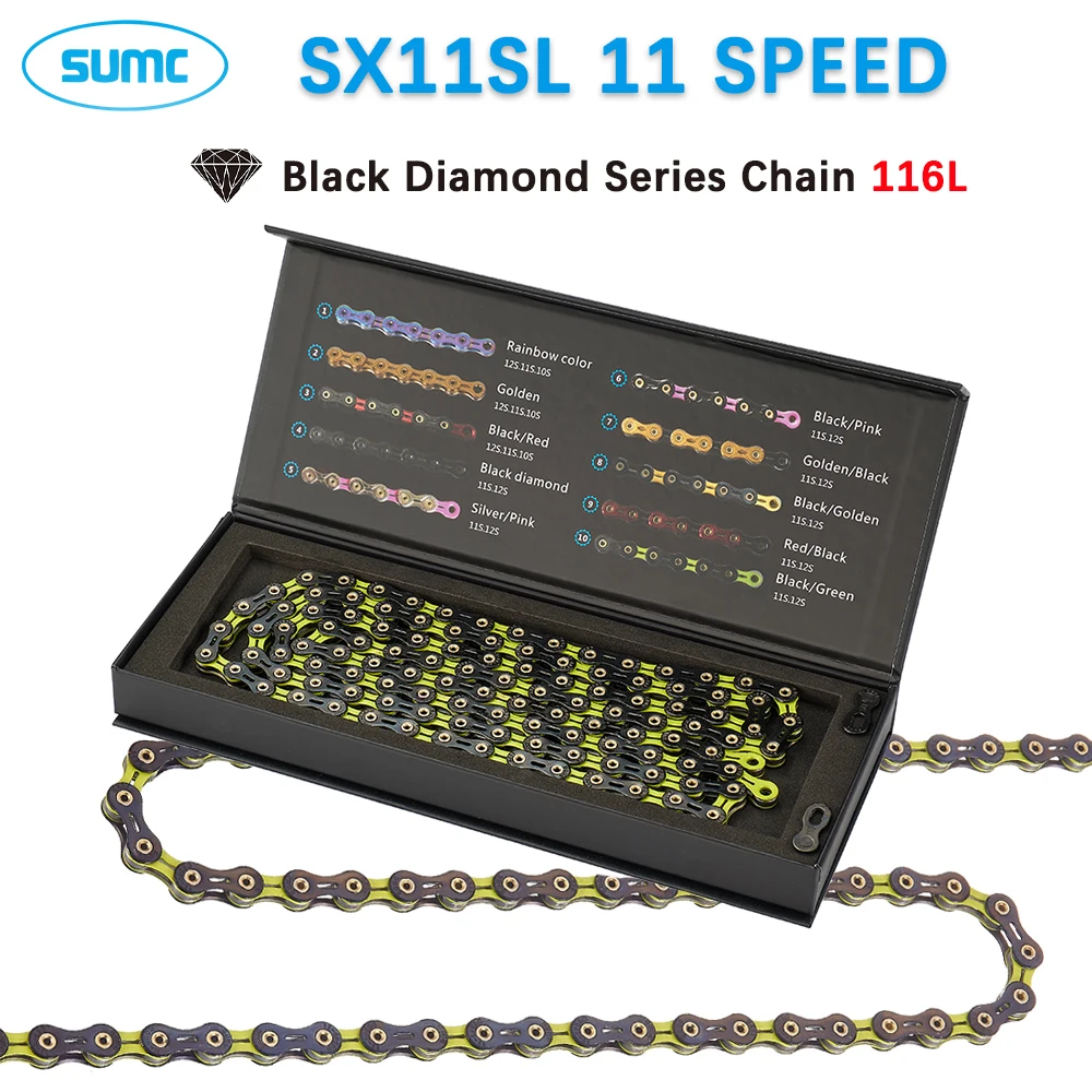 

SUMC 11 Speed X11SL Bicycle Diamond Chain Hollow MTB Mountain Road Bike Ultralight Durable Missing Link Chain For SHIMANO SRAM