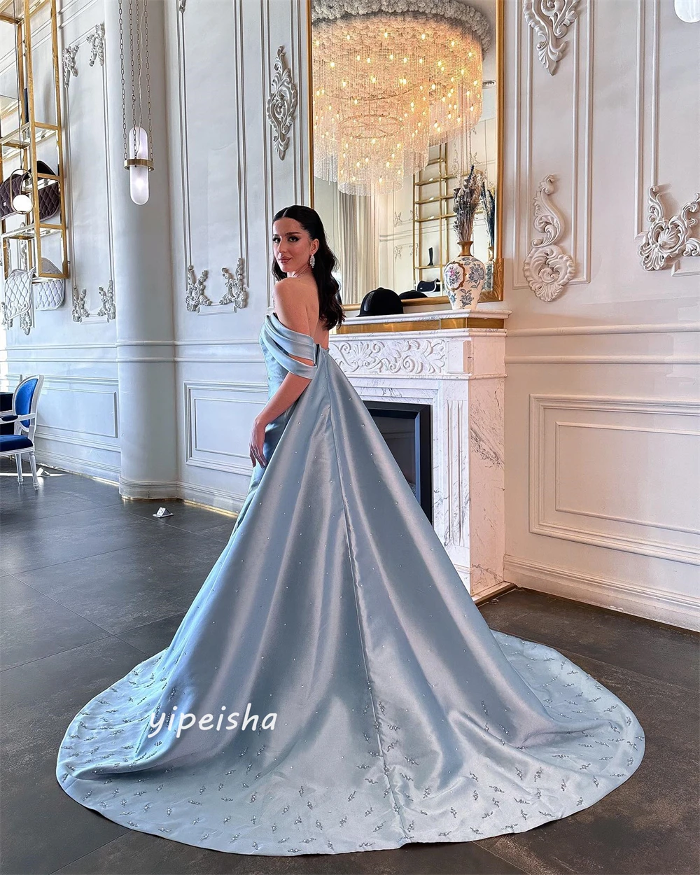     Satin Beading Cocktail Party Mermaid Off-the-shoulder Bespoke Occasion  Floor Length