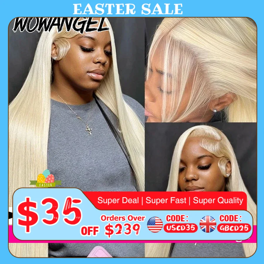 Wow Angel 13x6/13x4 HD Lace Full Frontal Wigs 613 Blonde Body Wave Human Hair Wigs Melt skins Natural Scalp Brazilian Hair