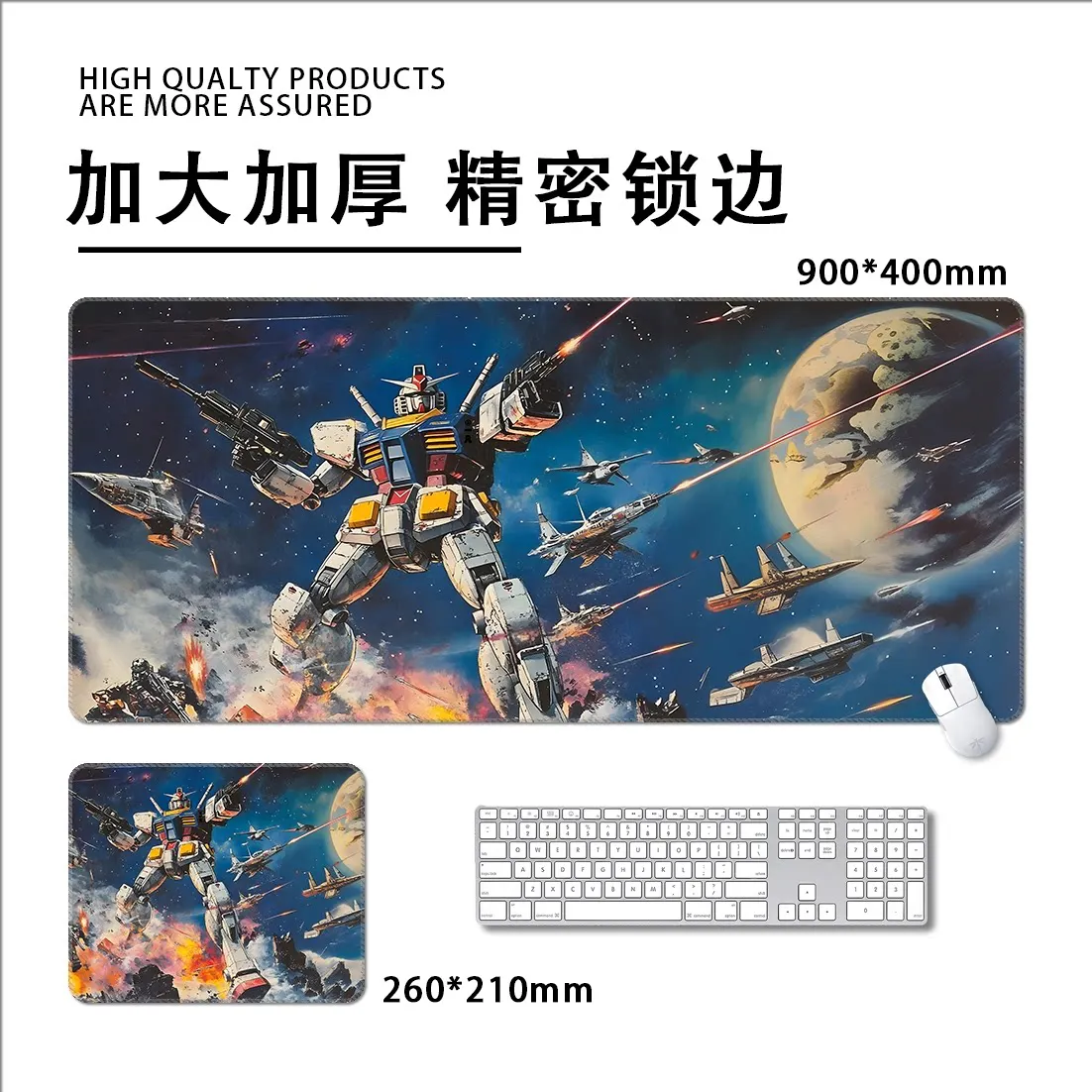 2026 Definition Printing Gundam Leder-Mauspad für Jungen Übergroße Gaming-Tischmatte Büro Rutschfeste und Schmutzabweisende Tischmatte