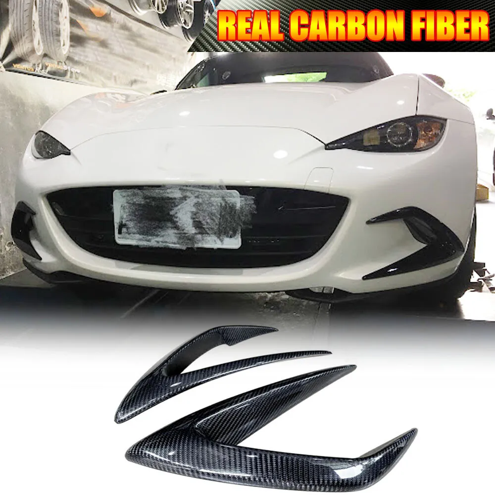 For Mazda MX5 MX-5 2022UP REAL CARBON Front Bumper Fins Canards Splitters