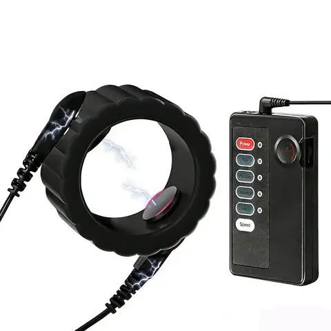 Electro Shock Silicone Penis Ring Bdsm Electric Stimulate Scrotal restraint Massage Cock Cage Masturbation Sex Toys For Men Gay